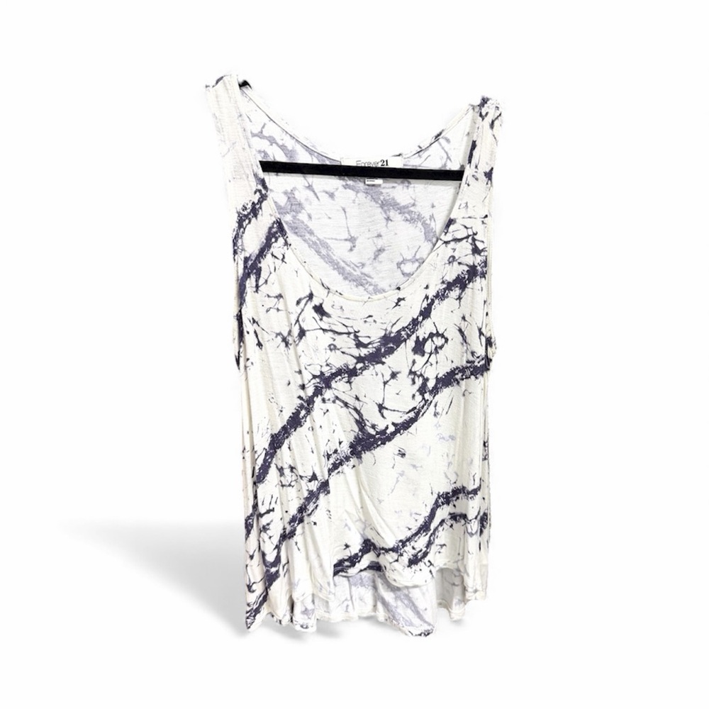 Forever 21 White and Black Marble Tank Top Sz S/P